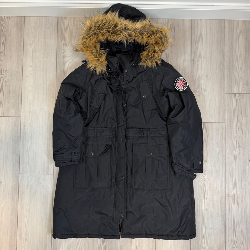 Rocawear Classic Arctic Blast Parka Jacket Black Faux Fur Hood Womens 2X OPR438